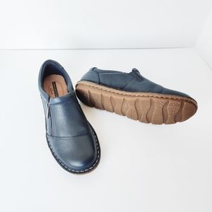 Navy Leather Clarks Collection Slip On Shoes